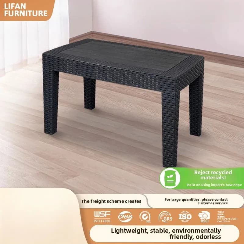 Outdoor Imitation Rattan Woven Small Coffee Table Outdoor Courtyard Balcony Villa Hotel Sofa Modern Simple Folding Table