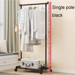 Double-Rod Clothes Rack Clothes Rack With Hooks Hanging Clothe Organizer For Bedroom Movable Bedroom Clothing Hanger With Wheels