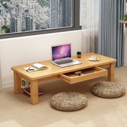 Nordic Scandinavian Low Study Table Multi-Function Bamboo Wooden Desk with Storage Drawer for Dormitory Living Room