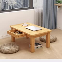 Nordic Scandinavian Low Study Table Multi-Function Bamboo Wooden Desk with Storage Drawer for Dormitory Living Room