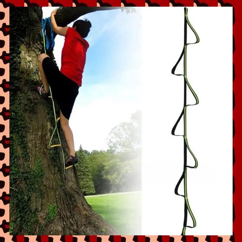 A72P 7 Rings Ascending Sling Rock Climbing Four-Step Etrier Rope Ladder Rise Mountain Deck Foot Pedal