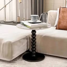 Natural Retro Marble Coffee Table Living Room Balcony Round Table Side Table French Home Bedside Tables Stone Tabletop