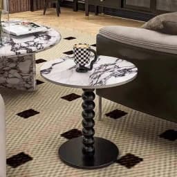 Natural Retro Marble Coffee Table Living Room Balcony Round Table Side Table French Home Bedside Tables Stone Tabletop