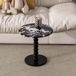 Natural Retro Marble Coffee Table Living Room Balcony Round Table Side Table French Home Bedside Tables Stone Tabletop