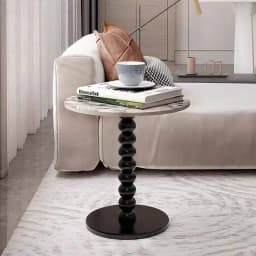 Natural Retro Marble Coffee Table Living Room Balcony Round Table Side Table French Home Bedside Tables Stone Tabletop