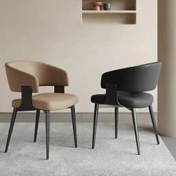 2PCS Contemporary Nordic Design Luxury Upholstered Dining Chairs Modern Metal Faux Leather for Villa & Restaurant Use Indoor
