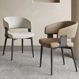 2PCS Contemporary Nordic Design Luxury Upholstered Dining Chairs Modern Metal Faux Leather for Villa & Restaurant Use Indoor