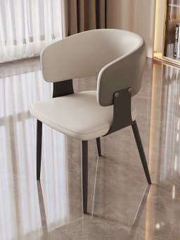 2PCS Contemporary Nordic Design Luxury Upholstered Dining Chairs Modern Metal Faux Leather for Villa & Restaurant Use Indoor