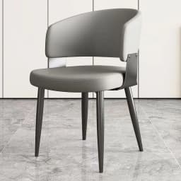2PCS Contemporary Nordic Design Luxury Upholstered Dining Chairs Modern Metal Faux Leather for Villa & Restaurant Use Indoor
