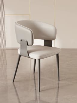 2PCS Contemporary Nordic Design Luxury Upholstered Dining Chairs Modern Metal Faux Leather for Villa & Restaurant Use Indoor