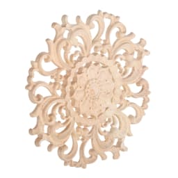 1pc Round Flower Wood Carving Decal Unpainted Disc Onlay Decor Door Furniture Symmetrical Court European Style 10cm 3D Disc
