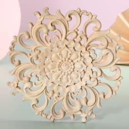 1pc Round Flower Wood Carving Decal Unpainted Disc Onlay Decor Door Furniture Symmetrical Court European Style 10cm 3D Disc