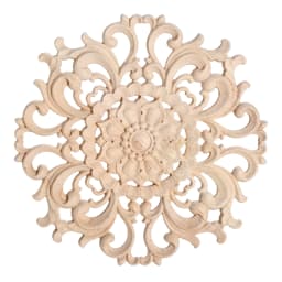 1pc Round Flower Wood Carving Decal Unpainted Disc Onlay Decor Door Furniture Symmetrical Court European Style 10cm 3D Disc