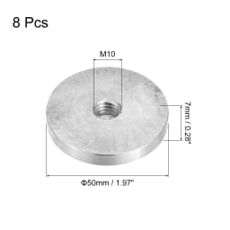 8pcs 30/40/50/60mm Diameter Aluminum Disc M6 M8 M10 Thread Round Shape Glass Table Circle Disc Top Adapter Hardware