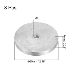 8pcs 30/40/50/60mm Diameter Aluminum Disc M6 M8 M10 Thread Round Shape Glass Table Circle Disc Top Adapter Hardware