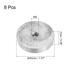 8pcs 30/40/50/60mm Diameter Aluminum Disc M6 M8 M10 Thread Round Shape Glass Table Circle Disc Top Adapter Hardware