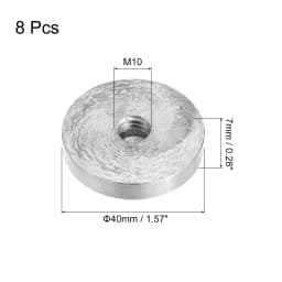 8pcs 30/40/50/60mm Diameter Aluminum Disc M6 M8 M10 Thread Round Shape Glass Table Circle Disc Top Adapter Hardware