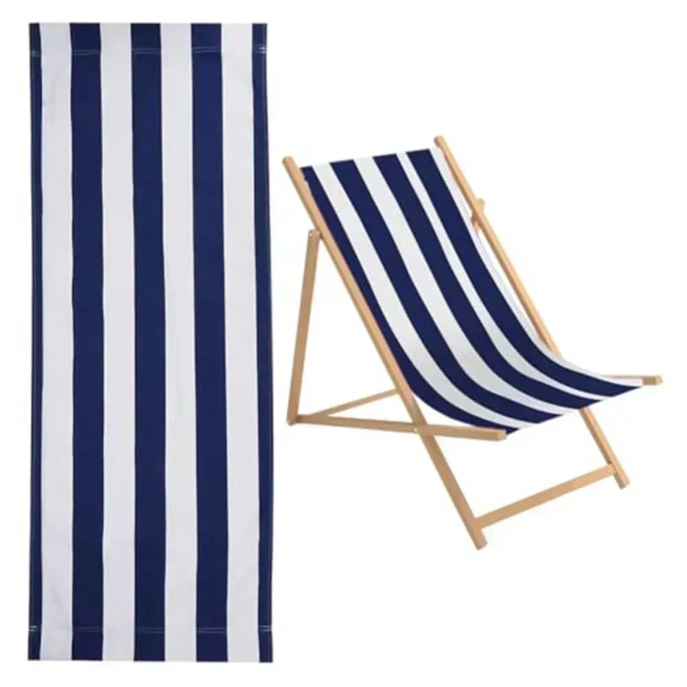 Beach Lounger Replacement Cloth Polyester Cloth Fabric 120x44Cm Blue And White Stripes Folding Chair Cover Parts