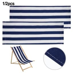 Beach Lounger Replacement Cloth Polyester Cloth Fabric 120x44Cm Blue And White Stripes Folding Chair Cover Parts