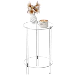 Acrylic Round End Table Small Round Side Table End Table Clear Small Round Table Acrylic Transparent Coffee Table for Bedroom