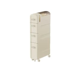 Cream Style Transparent Plastic Seam Storage Shelf Bathroom Floor Cart Storage Cabinets Toilet Side Narrow Gap Cabinet Storage