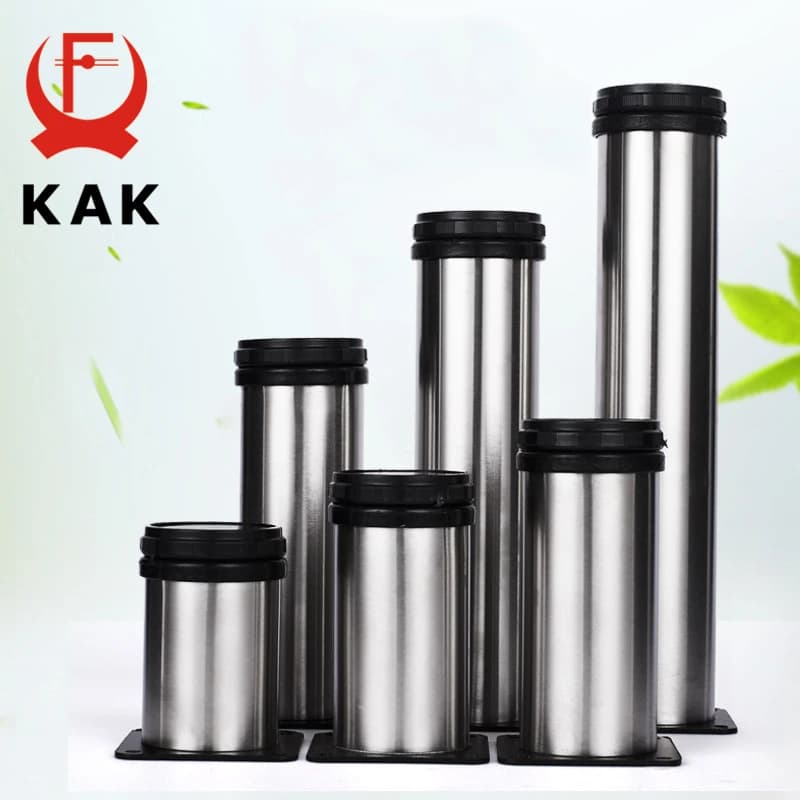 KAK Stainless Steel Furniture Leg Adjustable Table Feet Replacement Cabinet Sofa Metal Foot with Screws Furniture Hardware
