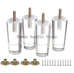 4Pcs Clear Acrylic Sofa Legs DIY Round Replacement Furniture Legs for Cabinet Dressser Couch Ottoman Footstool TV Stand