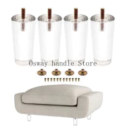 4Pcs Clear Acrylic Sofa Legs DIY Round Replacement Furniture Legs for Cabinet Dressser Couch Ottoman Footstool TV Stand