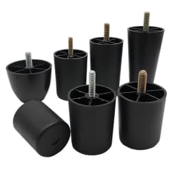 Round Tapered Black Plastic Furniture Legs Feet High 25-180MM Anti Slip Foot Pad With M8 M10 Thread Shank For Sofa And Chair