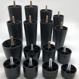 Round Tapered Black Plastic Furniture Legs Feet High 25-180MM Anti Slip Foot Pad With M8 M10 Thread Shank For Sofa And Chair