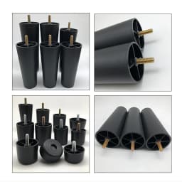 Round Tapered Black Plastic Furniture Legs Feet High 25-180MM Anti Slip Foot Pad With M8 M10 Thread Shank For Sofa And Chair