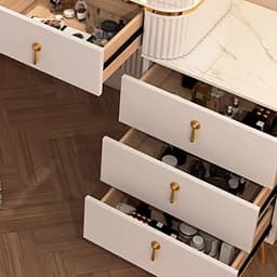 French Beauty Vanity Table Luxury With Light Mirror Trendy Aesthetic Vanity Table With Chair Kawaii Meuble Coiffeuse Furniture