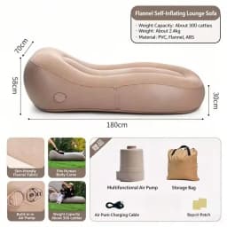 Outdoor Leisure Self Inflating Sofa Lounge Chair with Built-In Air Pump, Foldable Waterproof Design, Suitable for Family/Camping