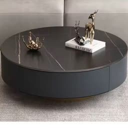 Customized Modern Design Luxury Round Living Room Black Sintered Stone Coffee Table