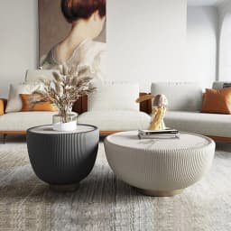 Customized Modern Design Luxury Round Living Room Black Sintered Stone Coffee Table