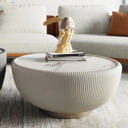 Customized Modern Design Luxury Round Living Room Black Sintered Stone Coffee Table