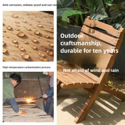 Outdoor Folding Chairs and Table Patio Garden Cafe Bistro Furniture Bamboo Beach Backrest Seating Commercial Picnic Table