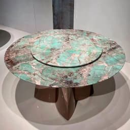 Modern round marble top dining table venetian brown Italian luxury real marble table for sale