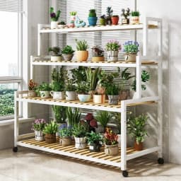 Multi-Layer Flower Rack Indoor And Outdoor Balcony Living Room Shelf With Wheel Floor Standing Storage Racks Metal Plant Stand