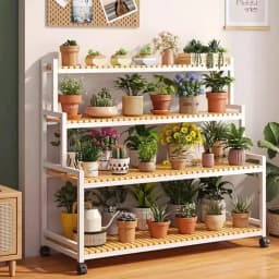 Multi-Layer Flower Rack Indoor And Outdoor Balcony Living Room Shelf With Wheel Floor Standing Storage Racks Metal Plant Stand