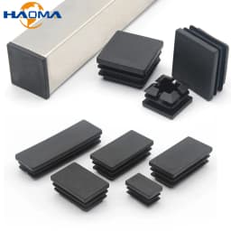 Black Square Plastic Tube Pipe Plug Rectangle Blanking End Cap Tube Insert Plug Bung Table Chair Feet Pad 10x10mm-100x100mm
