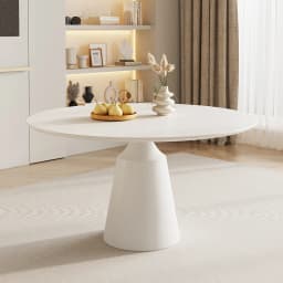 Slate round dining table household small apartment minimalist pure black round table with turntable pure white dining table just