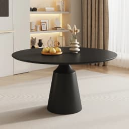Slate round dining table household small apartment minimalist pure black round table with turntable pure white dining table just