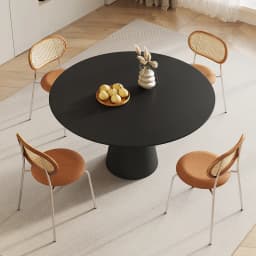 Slate round dining table household small apartment minimalist pure black round table with turntable pure white dining table just