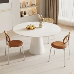 Slate round dining table household small apartment minimalist pure black round table with turntable pure white dining table just