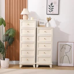 Wooden 5-Drawer Chest - Narrow Bedside Storage Cabinet Solid Wood, Space-Saving, Multi-Functional, Vintage Style