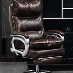 Luxury Leather Manager Chair Ergonomic High Back Executive Chair With Lumbar Massage 135° Footrest Recliner Office Chair