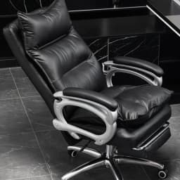 Luxury Leather Manager Chair Ergonomic High Back Executive Chair With Lumbar Massage 135° Footrest Recliner Office Chair