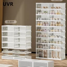 UVR Folding Shoe Cabinet Multi-Layer Snack Storage Box Plastic Shoe Storage Cabinet Doorway Large Capacity Shelf Home Furniture
