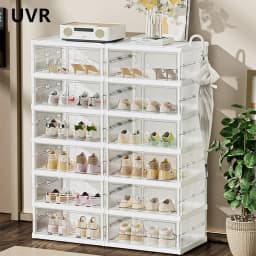 UVR Folding Shoe Cabinet Multi-Layer Snack Storage Box Plastic Shoe Storage Cabinet Doorway Large Capacity Shelf Home Furniture